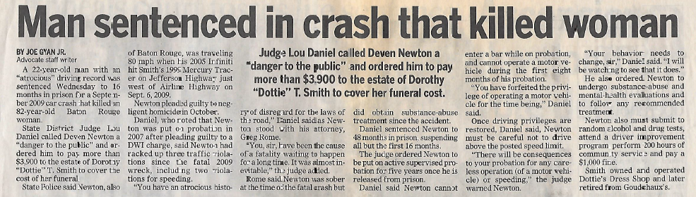 Vehicle crash in Baton Rouge, LA