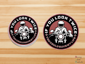 Show your support for the safety of motorcycle drivers with this motorcycle safety sticker.