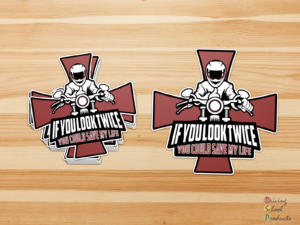 Show your support for the safety of motorcycle drivers with this motorcycle safety sticker.